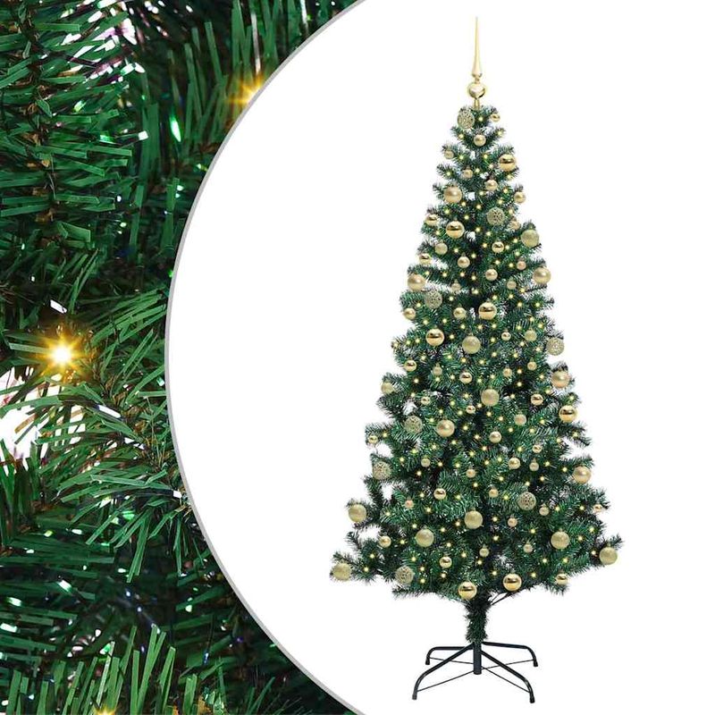 Casa si Gradina - Decoratiuni - Decoratiuni de sezon - Pom de Craciun artificial pre-iluminat cu 300 LED verde 180 cm - Infinity.ro