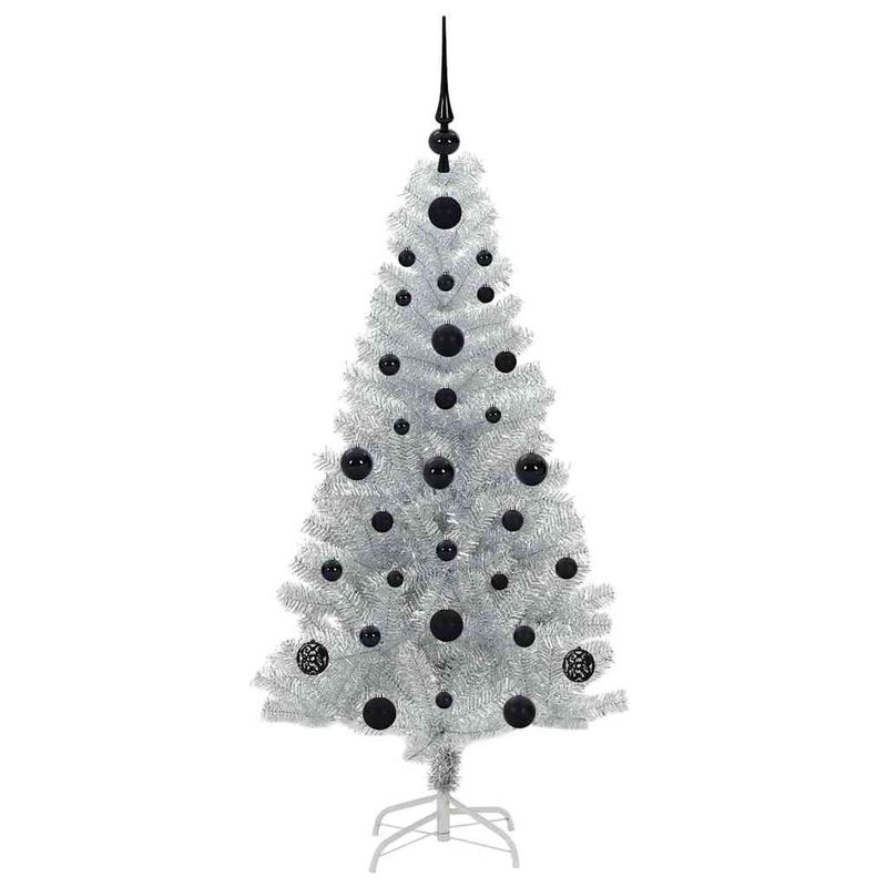 Casa si Gradina - Decoratiuni - Decoratiuni de sezon - Brad de Craciun cu 150 LED cu suport Argintiu 120 cm PET - Infinity.ro