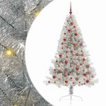 Casa si Gradina - Decoratiuni - Decoratiuni de sezon - Pom de Craciun artificial pre-iluminat Argintiu 180 cm PET - Infinity.ro