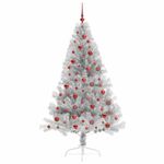 Casa si Gradina - Decoratiuni - Decoratiuni de sezon - Pom de Craciun artificial pre-iluminat Argintiu 180 cm PET - Infinity.ro