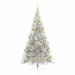 Casa si Gradina - Decoratiuni - Decoratiuni de sezon - Pom de Craciun artificial pre-iluminat Argintiu 210 cm PET - Infinity.ro