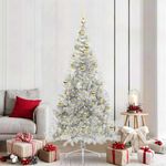 Casa si Gradina - Decoratiuni - Decoratiuni de sezon - Pom de Craciun artificial pre-iluminat Argintiu 210 cm PET - Infinity.ro