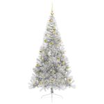 Casa si Gradina - Decoratiuni - Decoratiuni de sezon - Pom de Craciun artificial pre-iluminat Argintiu 210 cm PET - Infinity.ro