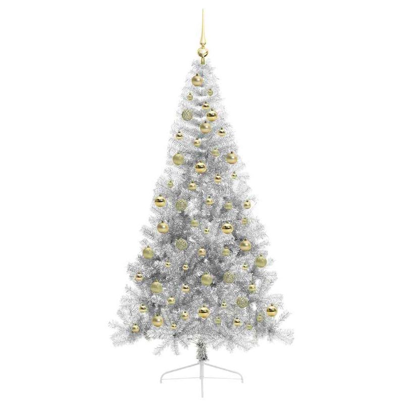 Casa si Gradina - Decoratiuni - Decoratiuni de sezon - Pom de Craciun artificial pre-iluminat Argintiu 210 cm PET - Infinity.ro
