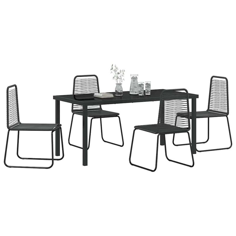 Casa si Gradina - Gradina si terasa - Mobilier exterior - Scaune si sezlonguri gradina - Set de masa pentru gradina 5 pcs Negru Rattan poli - Infinity.ro