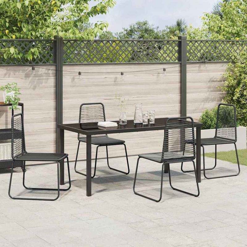 Casa si Gradina - Gradina si terasa - Mobilier exterior - Scaune si sezlonguri gradina - Set de masa pentru gradina 5 pcs Negru Rattan poli - Infinity.ro
