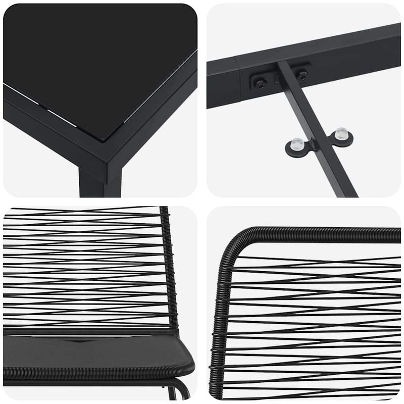 Casa si Gradina - Gradina si terasa - Mobilier exterior - Scaune si sezlonguri gradina - Set de masa pentru gradina 5 pcs Negru Rattan poli - Infinity.ro