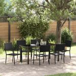 Casa si Gradina - Gradina si terasa - Mobilier exterior - Scaune si sezlonguri gradina - Set de masa pentru gradina 7 pcs Negru Rattan poli - Infinity.ro