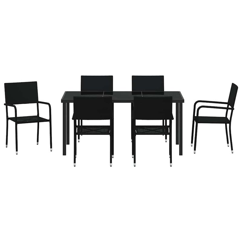 Casa si Gradina - Gradina si terasa - Mobilier exterior - Scaune si sezlonguri gradina - Set de masa pentru gradina 7 pcs Negru Rattan poli - Infinity.ro