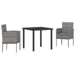 Casa si Gradina - Gradina si terasa - Mobilier exterior - Scaune si sezlonguri gradina - Set de masa pentru gradina cu perna 3 pcs Gri Rattan poli - Infinity.ro