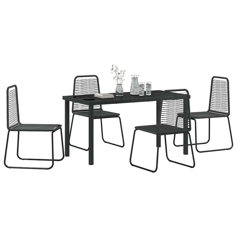 Casa si Gradina - Gradina si terasa - Mobilier exterior - Scaune si sezlonguri gradina - Set de masa pentru gradina 5 pcs Negru Rattan poli - Infinity.ro