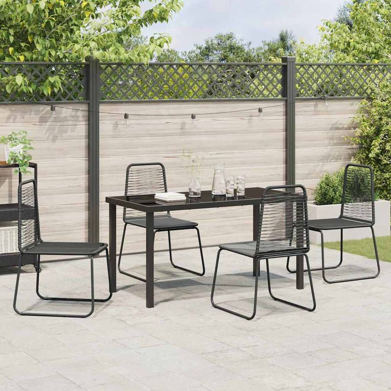 Casa si Gradina - Gradina si terasa - Mobilier exterior - Scaune si sezlonguri gradina - Set de masa pentru gradina 5 pcs Negru Rattan poli - Infinity.ro