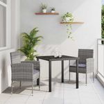 Casa si Gradina - Gradina si terasa - Mobilier exterior - Scaune si sezlonguri gradina - Set de masa pentru gradina cu perna 3 pcs Gri Rattan poli - Infinity.ro