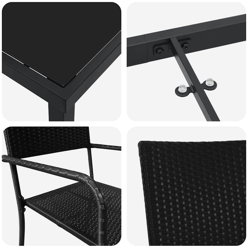 Casa si Gradina - Gradina si terasa - Mobilier exterior - Scaune si sezlonguri gradina - Set de masa pentru gradina 7 pcs Negru Rattan poli - Infinity.ro
