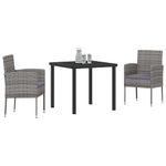 Casa si Gradina - Gradina si terasa - Mobilier exterior - Scaune si sezlonguri gradina - Set de masa pentru gradina cu perna 3 pcs Gri Rattan poli - Infinity.ro