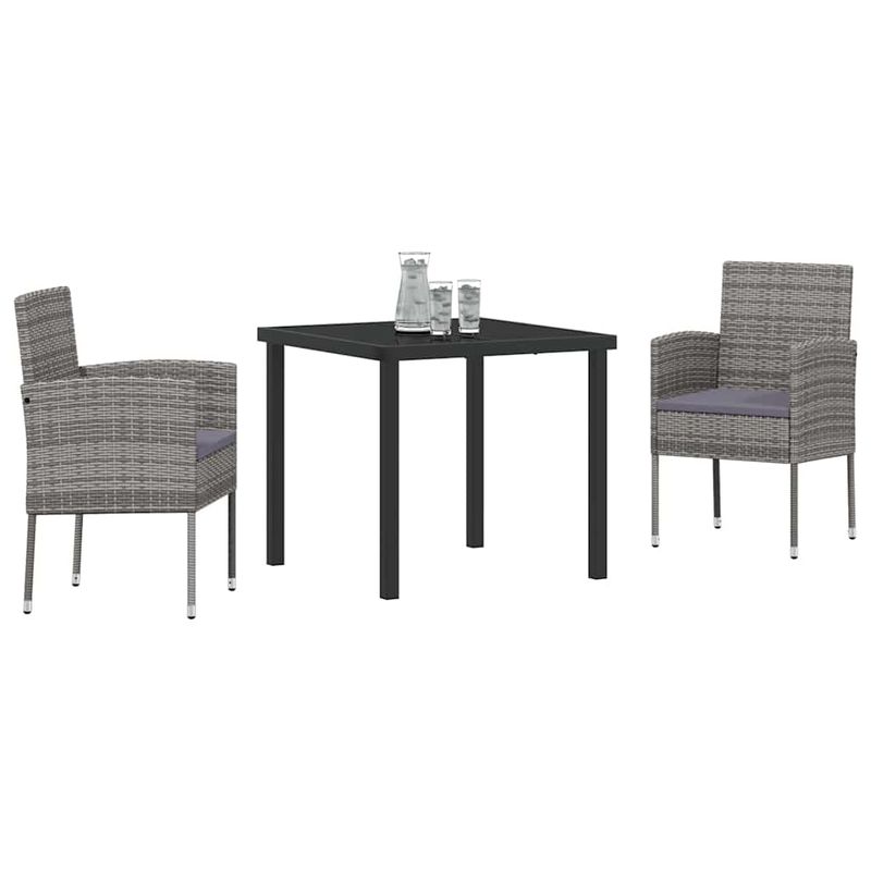Casa si Gradina - Gradina si terasa - Mobilier exterior - Scaune si sezlonguri gradina - Set de masa pentru gradina cu perna 3 pcs Gri Rattan poli - Infinity.ro