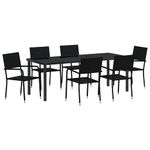 Casa si Gradina - Gradina si terasa - Mobilier exterior - Scaune si sezlonguri gradina - Set de masa pentru gradina 7 pcs Negru Rattan poli - Infinity.ro