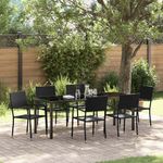 Casa si Gradina - Gradina si terasa - Mobilier exterior - Scaune si sezlonguri gradina - Set de masa pentru gradina 7 pcs Negru Rattan poli - Infinity.ro