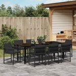 Casa si Gradina - Gradina si terasa - Mobilier exterior - Scaune si sezlonguri gradina - Set de masa pentru gradina 9 pcs Negru poliratan - Infinity.ro