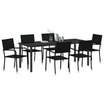 Casa si Gradina - Gradina si terasa - Mobilier exterior - Scaune si sezlonguri gradina - Set de masa pentru gradina 7 pcs Negru Rattan poli - Infinity.ro