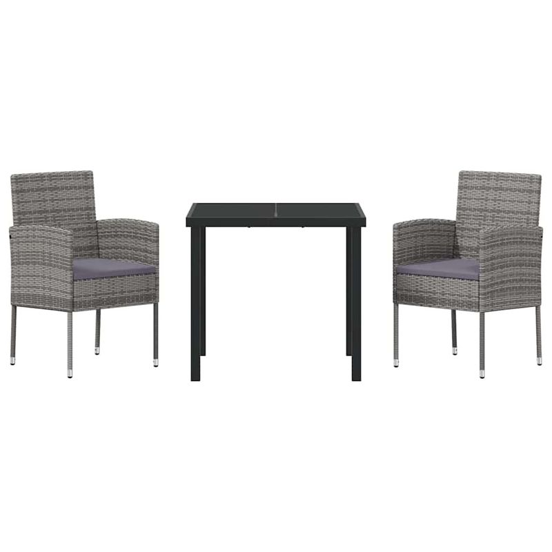 Casa si Gradina - Gradina si terasa - Mobilier exterior - Scaune si sezlonguri gradina - Set de masa pentru gradina cu perna 3 pcs Gri Rattan poli - Infinity.ro