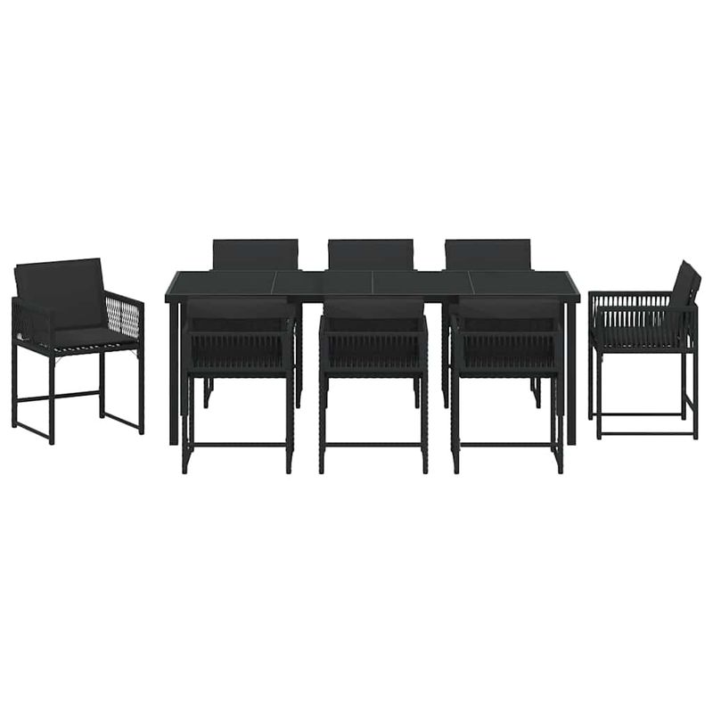 Casa si Gradina - Gradina si terasa - Mobilier exterior - Scaune si sezlonguri gradina - Set de masa pentru gradina 9 pcs Negru poliratan - Infinity.ro