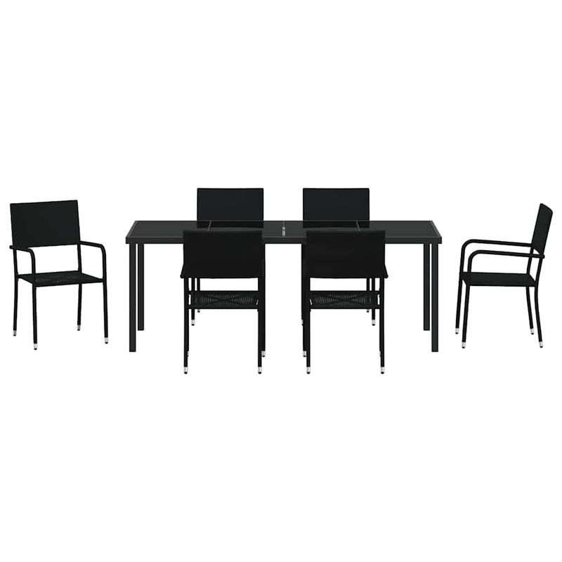 Casa si Gradina - Gradina si terasa - Mobilier exterior - Scaune si sezlonguri gradina - Set de masa pentru gradina 7 pcs Negru Rattan poli - Infinity.ro