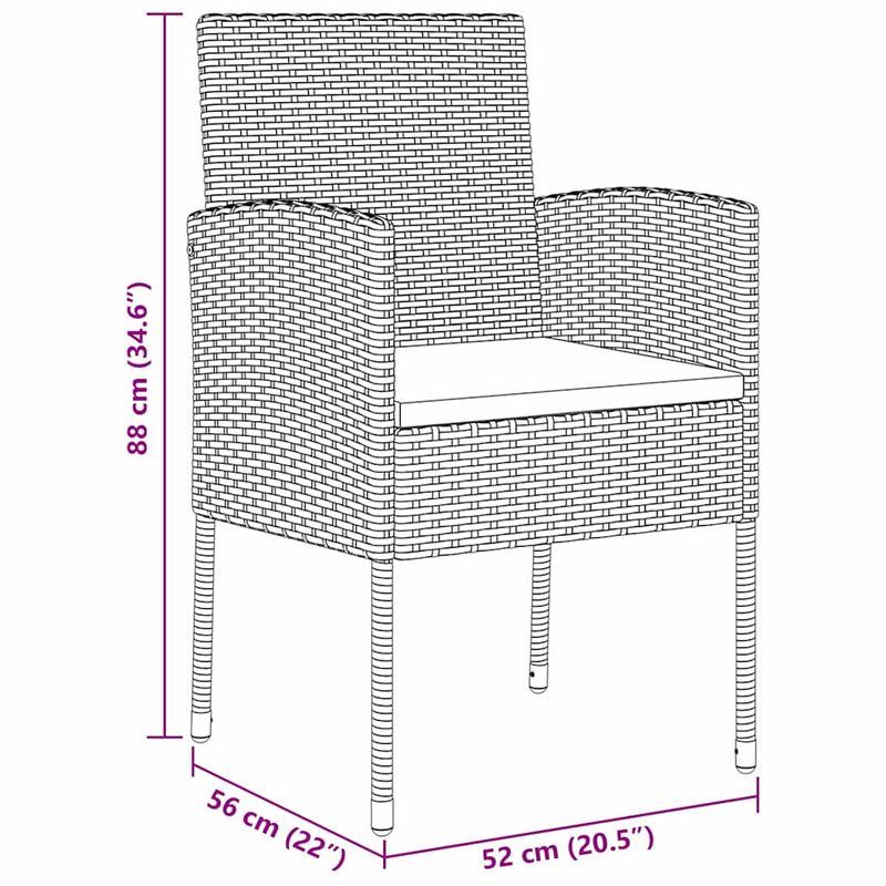 Casa si Gradina - Gradina si terasa - Mobilier exterior - Scaune si sezlonguri gradina - Set de masa pentru gradina cu perna 3 pcs Gri Rattan poli - Infinity.ro