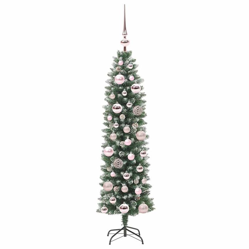 Casa si Gradina - Decoratiuni - Decoratiuni de sezon - Copac Artificial Slab de Craciun cu 150 LED Verde si alb 120 cm - Infinity.ro