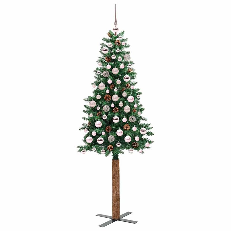 Casa si Gradina - Decoratiuni - Decoratiuni de sezon - Brad de Craciun subtire Verde 180 cm PVC si lemn de PIN masiv - Infinity.ro