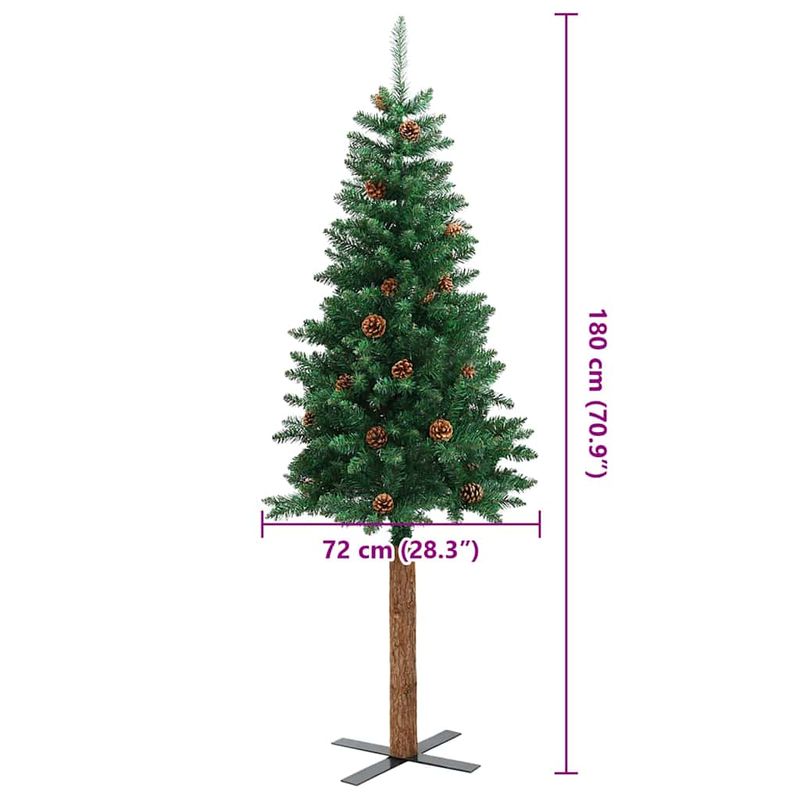 Casa si Gradina - Decoratiuni - Decoratiuni de sezon - Brad de Craciun subtire Verde 180 cm PVC si lemn de PIN masiv - Infinity.ro
