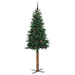 Casa si Gradina - Decoratiuni - Decoratiuni de sezon - Brad de Craciun subtire Verde 210 cm PVC si lemn de PIN masiv - Infinity.ro