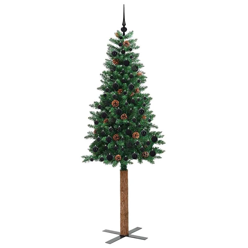 Casa si Gradina - Decoratiuni - Decoratiuni de sezon - Brad de Craciun subtire Verde 210 cm PVC si lemn de PIN masiv - Infinity.ro
