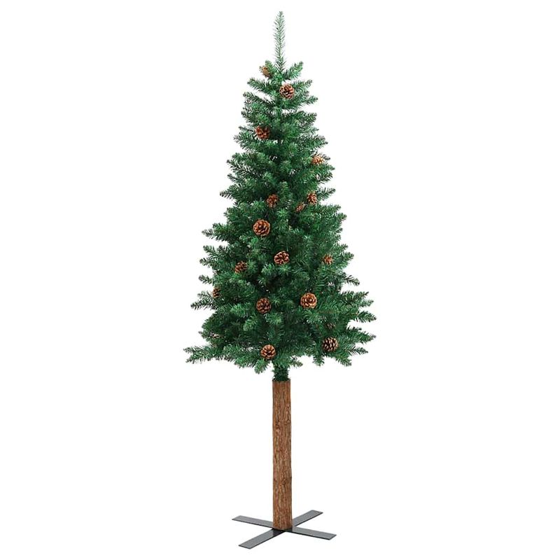 Casa si Gradina - Decoratiuni - Decoratiuni de sezon - Brad de Craciun subtire Verde 210 cm PVC si lemn de PIN masiv - Infinity.ro