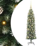 Casa si Gradina - Decoratiuni - Decoratiuni de sezon - Copac Artificial Slab de Craciun cu 150 LED Verde si alb 120 cm - Infinity.ro
