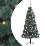Casa si Gradina - Decoratiuni - Decoratiuni de sezon - Brad de Craciun artificial iluminat cu set de bile Verde 150 cm - Infinity.ro