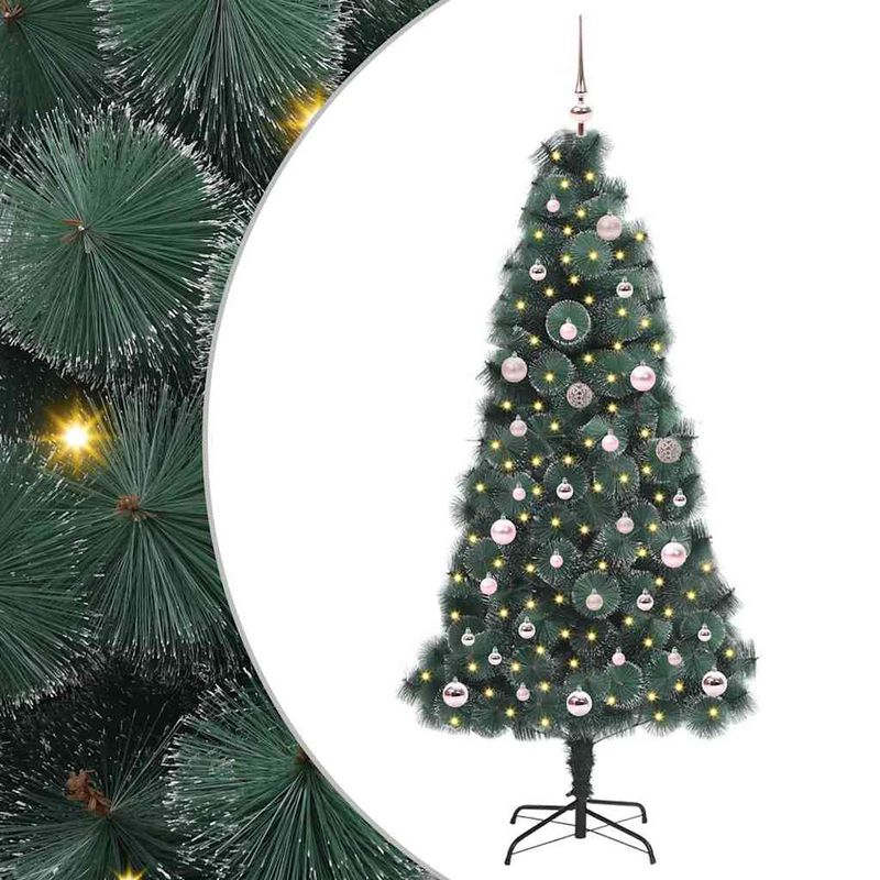 Casa si Gradina - Decoratiuni - Decoratiuni de sezon - Brad de Craciun artificial iluminat cu set de bile Verde 150 cm - Infinity.ro