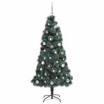 Casa si Gradina - Decoratiuni - Decoratiuni de sezon - Brad de Craciun artificial iluminat cu set de bile Verde 150 cm - Infinity.ro