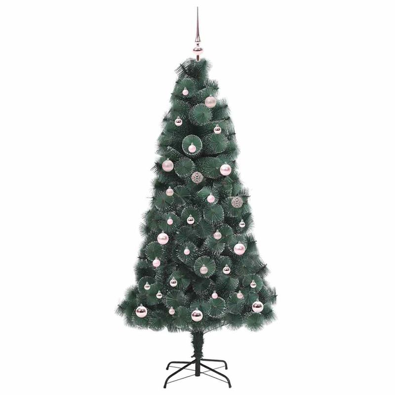 Casa si Gradina - Decoratiuni - Decoratiuni de sezon - Brad de Craciun artificial iluminat cu set de bile Verde 150 cm - Infinity.ro