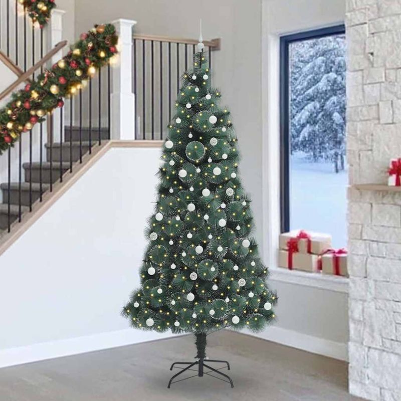 Casa si Gradina - Decoratiuni - Decoratiuni de sezon - Brad artificial pre-luminat cu set de bile Verde 240 cm PET - Infinity.ro