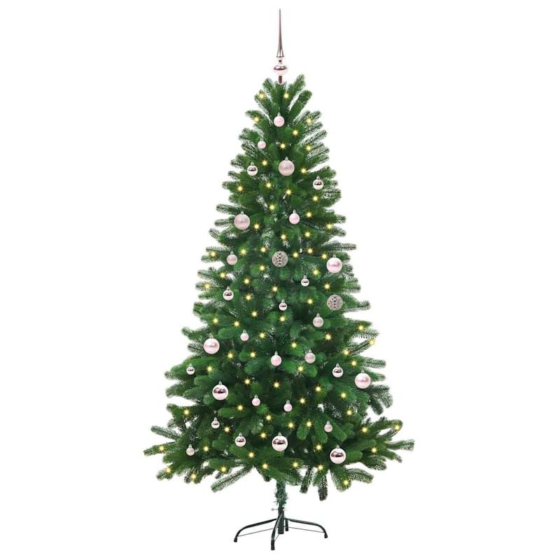 Casa si Gradina - Decoratiuni - Decoratiuni de sezon - Brad de Craciun cu 150 LED cu suport Verde 150 cm PE - Infinity.ro
