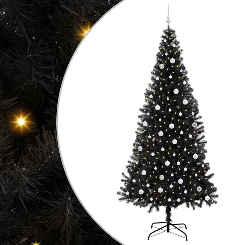 Casa si Gradina - Decoratiuni - Decoratiuni de sezon - Brad de Craciun cu 300 LED cu suport Negru 240 cm PVC - Infinity.ro