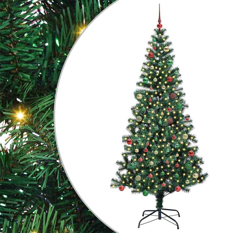 Casa si Gradina - Decoratiuni - Decoratiuni de sezon - Pom de Craciun artificial pre-iluminat cu 300 LED Verde 210 cm - Infinity.ro