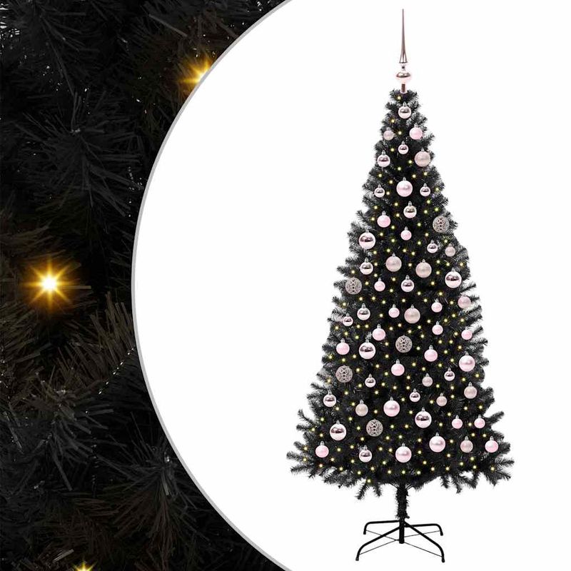 Casa si Gradina - Decoratiuni - Decoratiuni de sezon - Brad de Craciun cu 300 LED cu suport Negru 180 cm PVC - Infinity.ro
