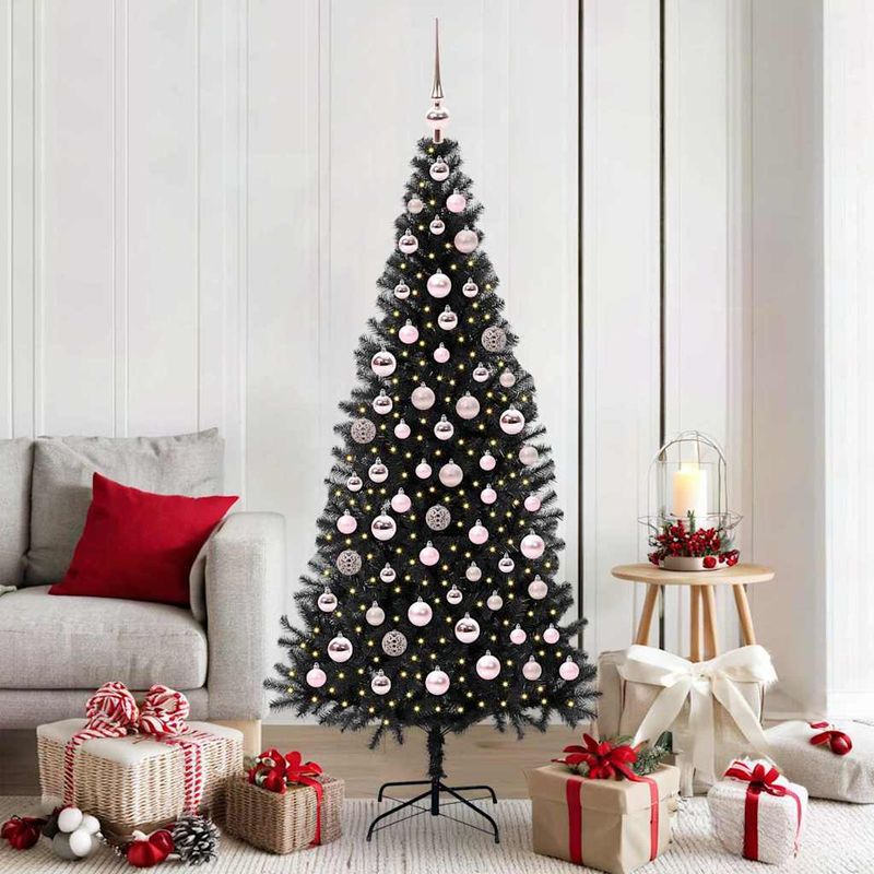 Casa si Gradina - Decoratiuni - Decoratiuni de sezon - Brad de Craciun cu 300 LED cu suport Negru 180 cm PVC - Infinity.ro