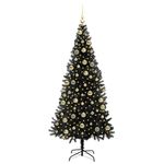 Casa si Gradina - Decoratiuni - Decoratiuni de sezon - Brad de Craciun cu 300 LED cu suport Negru 210 cm PVC - Infinity.ro