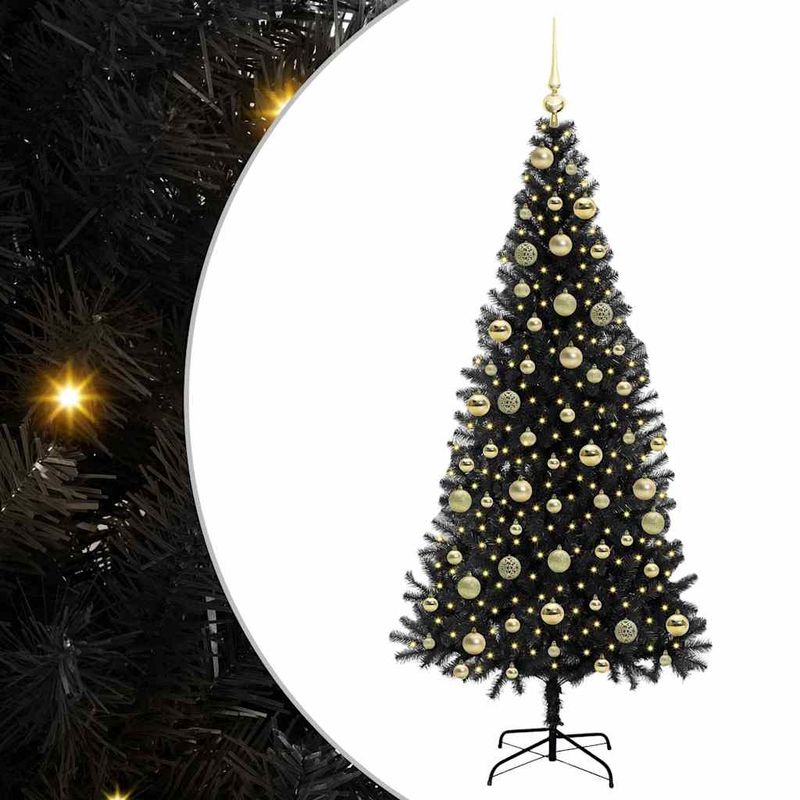 Casa si Gradina - Decoratiuni - Decoratiuni de sezon - Brad de Craciun cu 300 LED cu suport Negru 210 cm PVC - Infinity.ro