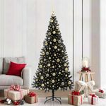 Casa si Gradina - Decoratiuni - Decoratiuni de sezon - Brad de Craciun cu 300 LED cu suport Negru 210 cm PVC - Infinity.ro