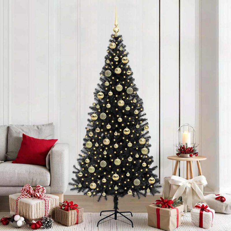 Casa si Gradina - Decoratiuni - Decoratiuni de sezon - Brad de Craciun cu 300 LED cu suport Negru 210 cm PVC - Infinity.ro