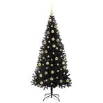 Casa si Gradina - Decoratiuni - Decoratiuni de sezon - Brad de Craciun cu 300 LED cu suport Negru 210 cm PVC - Infinity.ro